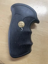 Colt V-Frame Black Rubber Grips OLD Anaconda & King Cobra  GOLD Medallions (#63)