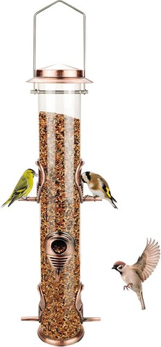 MIXXIDEA Metal Wild Bird Feeder, Squirrel Proof, Hanging 6 Antique Copper