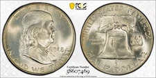 1948 Franklin Half Dollar - PCGS MS-66 FBL -  Full Bell Lines