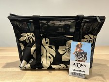 Aloha Collection CleverMade Collapsible Beach Tote Bag - Floral Black