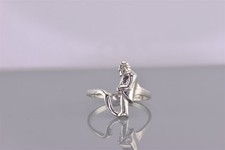 Sterling Silber 17 mm alter Mann trägt Hut & Mantel Bandring 925 Gr: 8