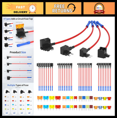 36PCS Fuse Tap Kit - 12V Add-a-Fuse with 5A 10A 15A 20A Low Profile Adapters for