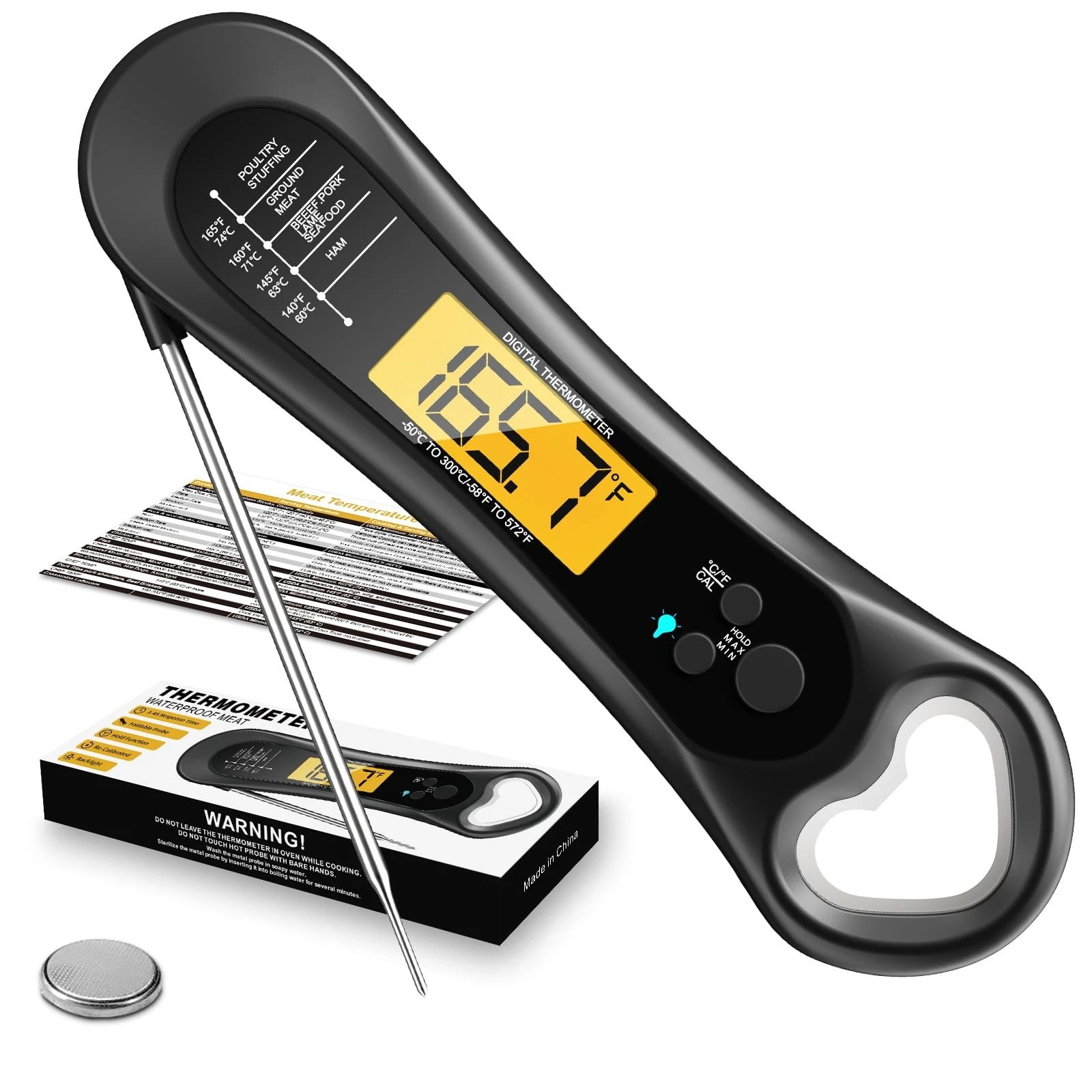 Meat Thermometer Digital, Instant Read Meat Thermometer for Grill and Cooking...