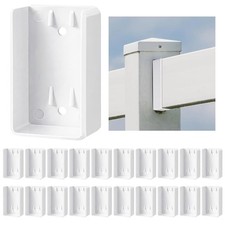 20 Pack White Vinyl Fence Brackets, 2x3.5 U M...