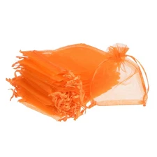 Organza Bags, 100 Pcs 4.72x3.5 Inch Drawstring Mini Pouches, Orange