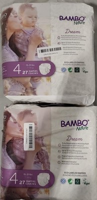 54 Count Bambo Nature Hypoallergenic Baby Diapers, Size 4  Eco-Labelled