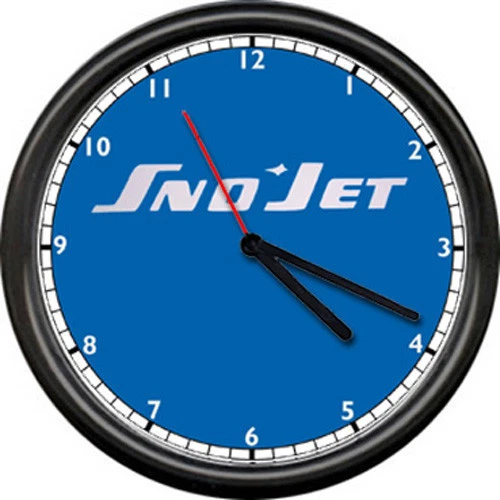 OFF THE WALL CLOCKS Sno Jet Logo Snowmobile Racing Dealer Retro Vintage Sign Wall Clock