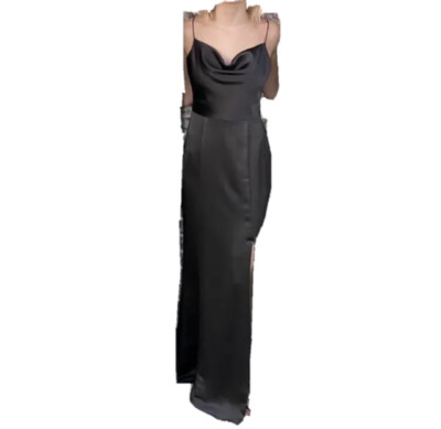 Amsale Bella Bridesmaids Chloe dress, black, fluid satin, size 6 | eBay Amsale Bella Bridesmaids Chloe dress, black, fluid satin, size 6 | eBay