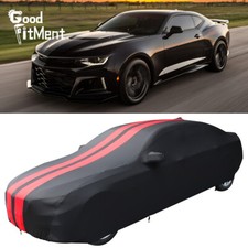 For Chevrolet Camaro Indoor Car Cover Stretch Satin Scratch Dust Proof Black Red