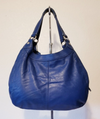 COACH BLUE Genuine LEATHER HOBO SHOULDER BAG WITH SILVER COACH BLUE Genuine LEATHER HOBO SHOULDER BAG WITH SILVER