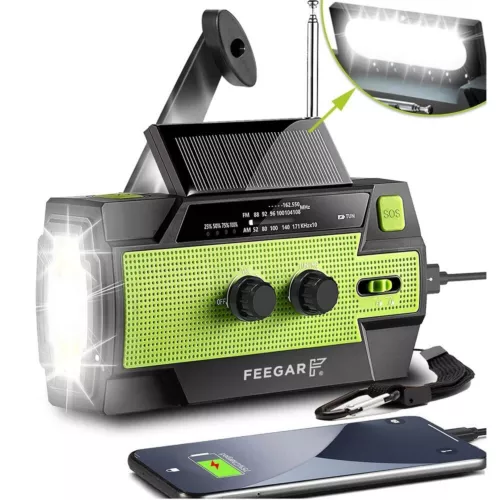 Feegar OZE2 Solar Radio Tragbares AM/FM Kurbelradio mit 4000mAh