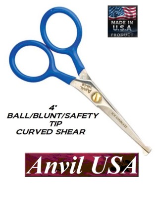 ANVIL PRO 4'' SAFETY/BLUNT/BALL TIP END CURVED SHEAR SCISSOR PET Dog Cat Grooming