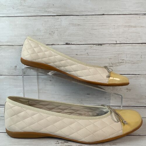 FS/NY French Sole New York Ballet Flats Womens 9M Passport Ivory Quilted Leather - Picture 1 of 11