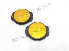 PAIR YELLOW REFLECTOR BLACK BEZEL WILLYS M38 M151A1 M35 M37 JEEP TRUCK #G52