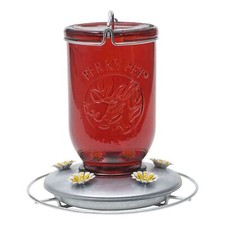 Perky-Pet 786-1SR Mason Jar Vintage Glass Hummingbird Feeder - Outdoor Garden...