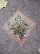 Carol Stanley Hanky/Handkerchief Butterflies  Flowers With Tag