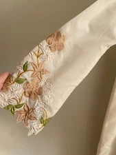 Vintage 60's Tesoro's Embroidered Floral Maxi Dress MCM Boho Hippie Festival