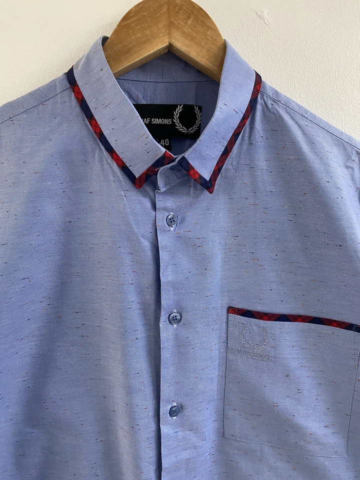 Raf Simons Shirt Mens Medium 40 Blue Mod Ska 60s Casuals Button Up - Image 2 of 4
