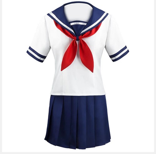 Girl's Navy Blue Sailor Skirt Game Yandere Simulator Ayano Aishi Cosplay Costume - Picture 9 of 12