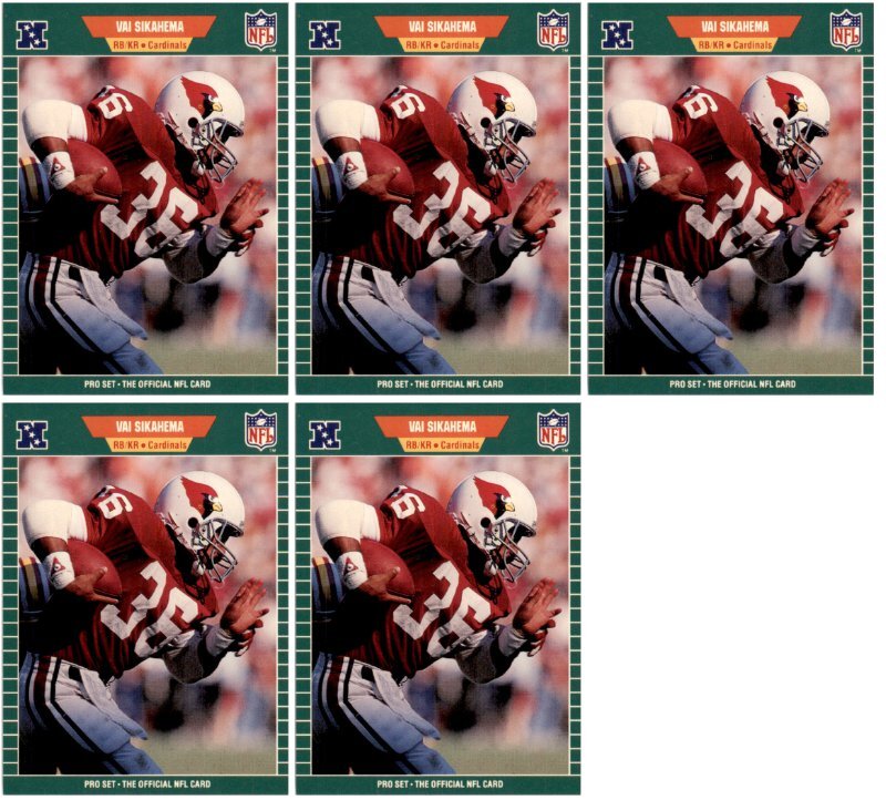 (5) 1989 Pro Set #338 Vai Sikahema Phoenix Cardinals Card Lot
