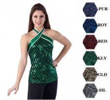 Go Wild TOP ONLY New Dance Costume Choice Metallic Color on Black Child Adult