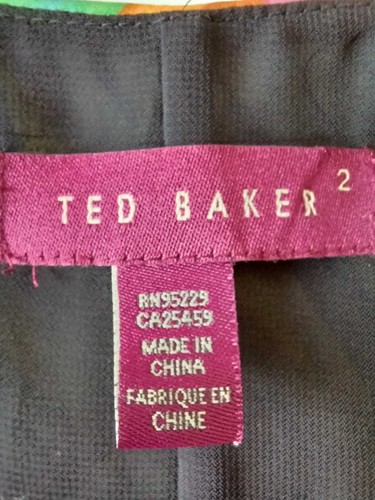 Maxi abito smanicato Ted Baker taglia 2 (UK 10) nero tuta multi stampa alto - Foto 2 di 10