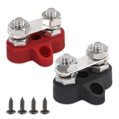 Red Black Junction Block Power Post Insulated Terminal Stud Battery 5/16'' Ring
