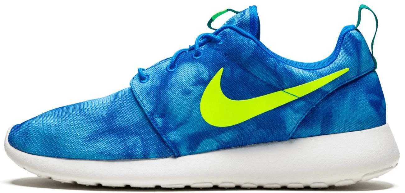 Nike Men\'s RosheRun Print‎ Sneaker Blue Fabric Size 9M Used 2025 Nike Shoes Mens 10.5 Roshe Run Camouflage Sneakers Blue Lace  main image 3