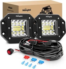 Nilight 2PCS 42W Flush Mount LED Pods Spot Flood Combo Beam Driving Light