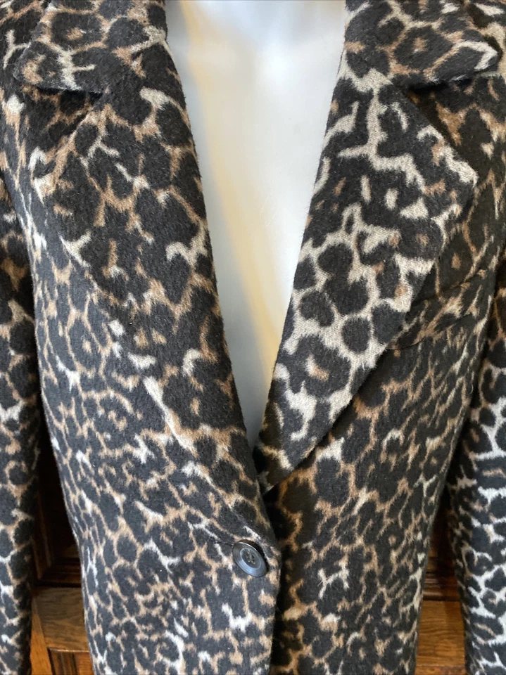 FOREVER 21 Women’s Cheetah Leopard Print Brown Black Wool Blend JACKET, Sz S - Image 4 of 4