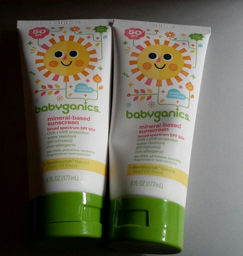 Babyganics mineral based sunscreen spf 50+ 2 - 6 oz tubes