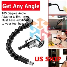 Right Angle Drill Adapter Flexible Shaft Extension Bits & Screwdriver Hold 1/4" 