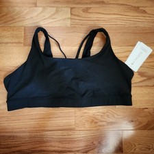 Athleta Exhale Sports Bra Black 2X Light Impact D-DD Strappy Removable Pads New