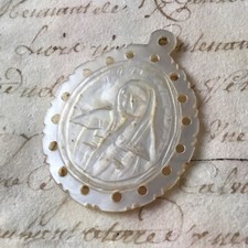 Pendentif Reliquaire Nacre Vierge XIXè Mother Of Pearl Reliquary Pendant 19thC