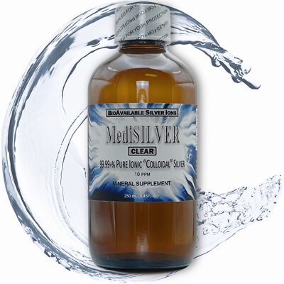 MediSILVER  CLEAR Immunity Booster True Free-Ionic Silver Ag++ Nutrient: 250 mL