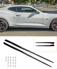GLOSSY BLACK Side Skirts Panel For 16-Up Camaro LT LS RS SS 1LE Refresh Style