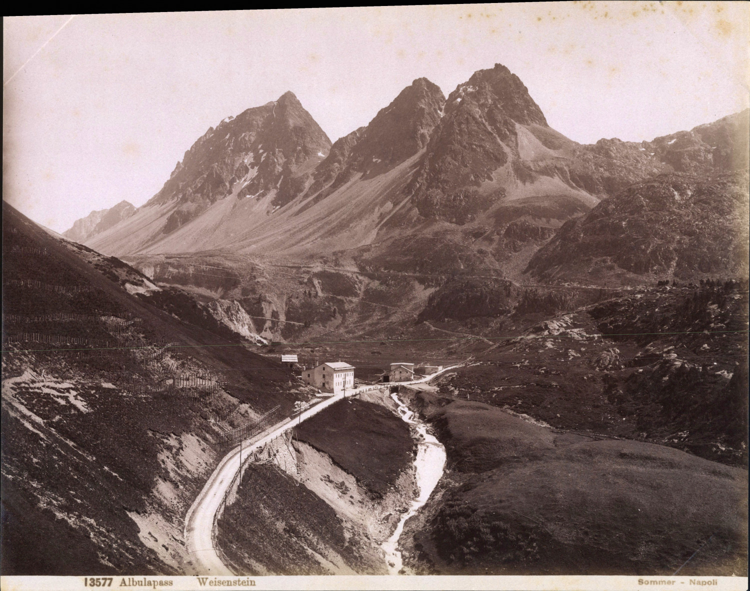 Suisse, Col de l'Albula, vintage print, ca.1880 Sommer Tirage vintage tir
