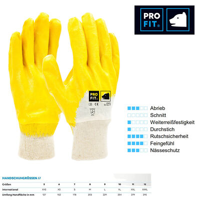 PRO FIT Nitril-Arbeitshandschuh MEGA LITE, Gartenhandschuh 3/4 gelb getaucht