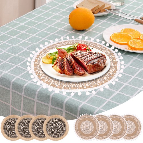 Round Braided Placemats 4 Pcs Round Placemats Heat Resistant Jute Table sdHXs eBay