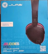 JLAB  JBuddies Pro Over Ear Wired Headphones  with mic Pink And Black