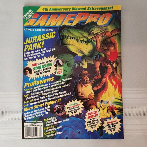 Gamepro Magazine July 1993 - 4th Anniversary - Star Wars - Jurassic Park
