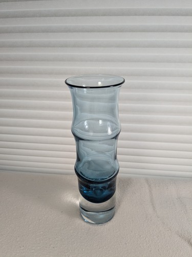 Vintage/MCM Aseda Bo Borgstrom Blue Bamboo Vase Swedish Art Glass Mid Century 6" - Picture 4 of 7