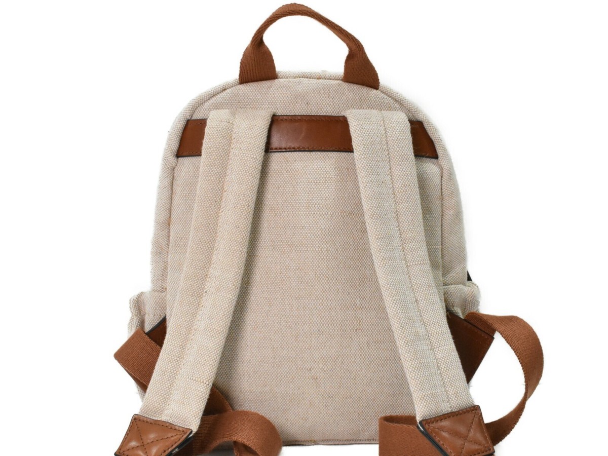 Chloe Backpack Canvas × Leather Ivory Brown Kids Simple