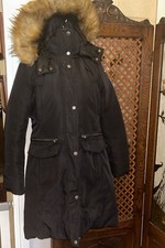 Marc New York, Black Warm Down/ Feather Padded Coat With Fur Trim Hood. Xs. Gc