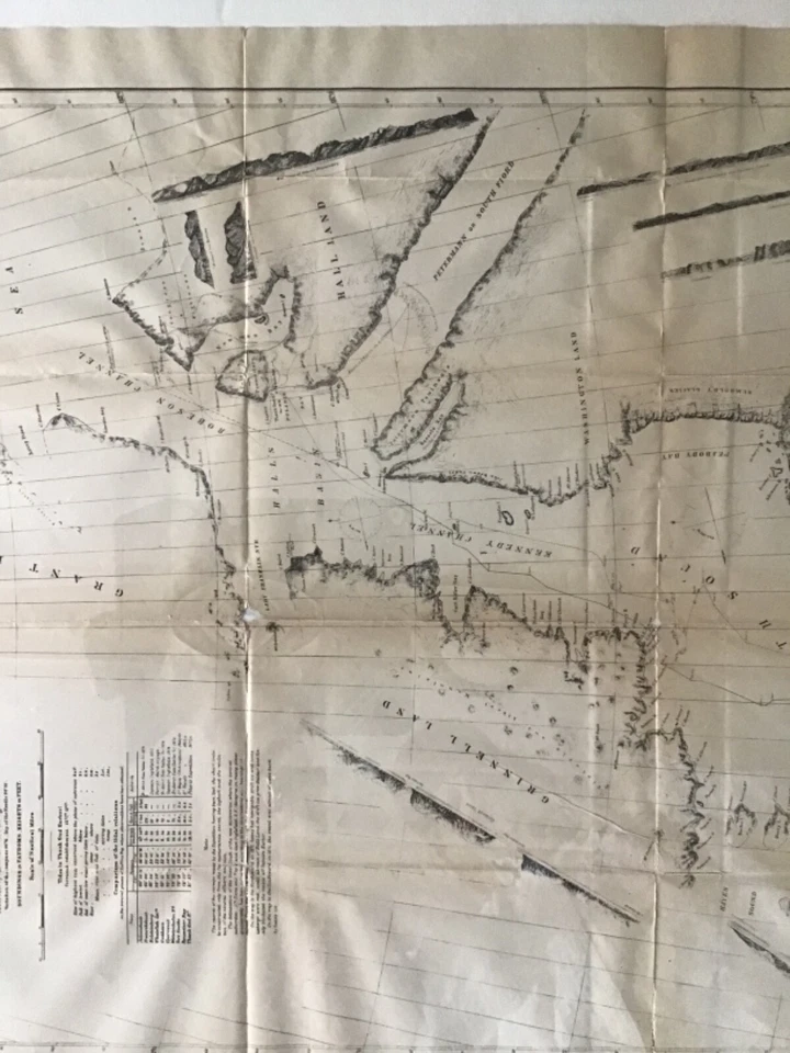 Mapa antiguo 1871 descubrimientos del mar ártico norte de Smith sonido por Polaris marina de Estados Unidos Foto 4 de 4