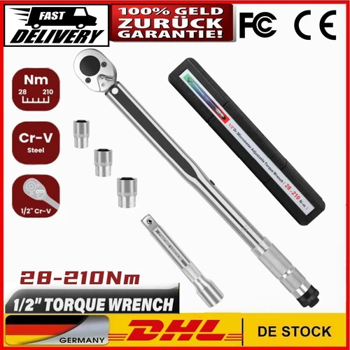 Drehmomentschlüssel 1/2 Zoll 28-210 Nm Drehmoment Werkzeug Stecknüsse 17 19 21mm
