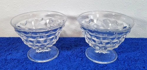 2 - Vintage FOSTORIA Sundae Glass American Clear - Footed Sherbet Ice Cream Bowl