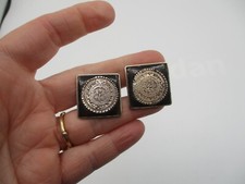 MEXICO STERLING SILVER CUFFLINKS w AZTEC MAYA...