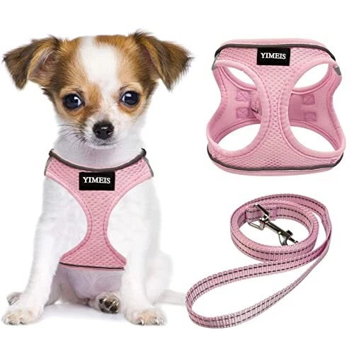 Dog Harness and Leash Set, No Pull Soft Mesh Pet X-Small (Pack of 1) Pink