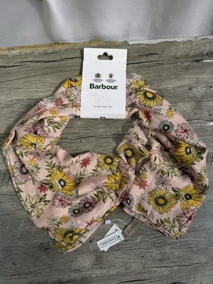 Barbour Floral Print Oversized Schal rosa Halstuch Fransen leicht nachhaltig